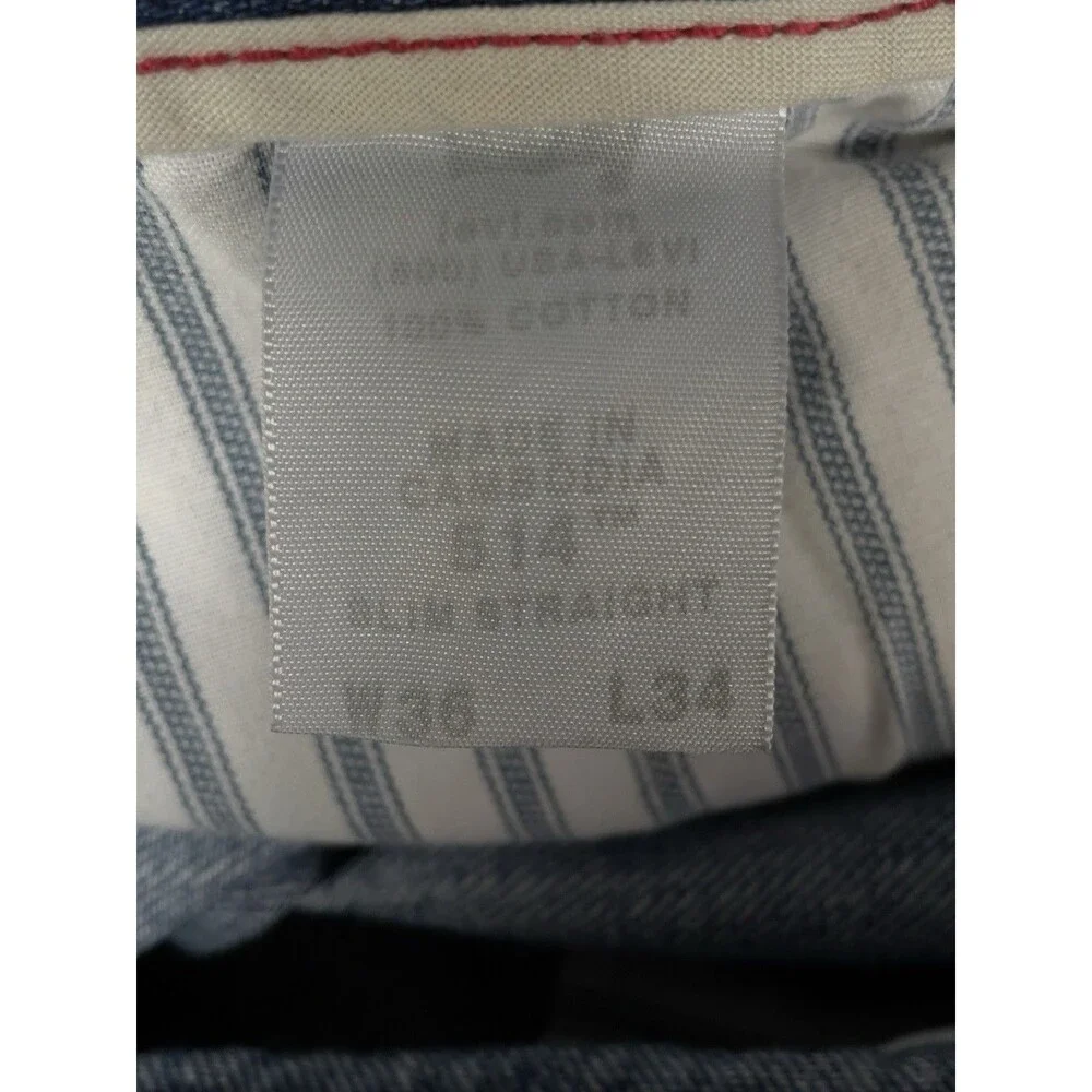 Y2K Vintage Levi’s 514 Slim Straight Men’s W36 L34 Blue Distressed Denim Jeans